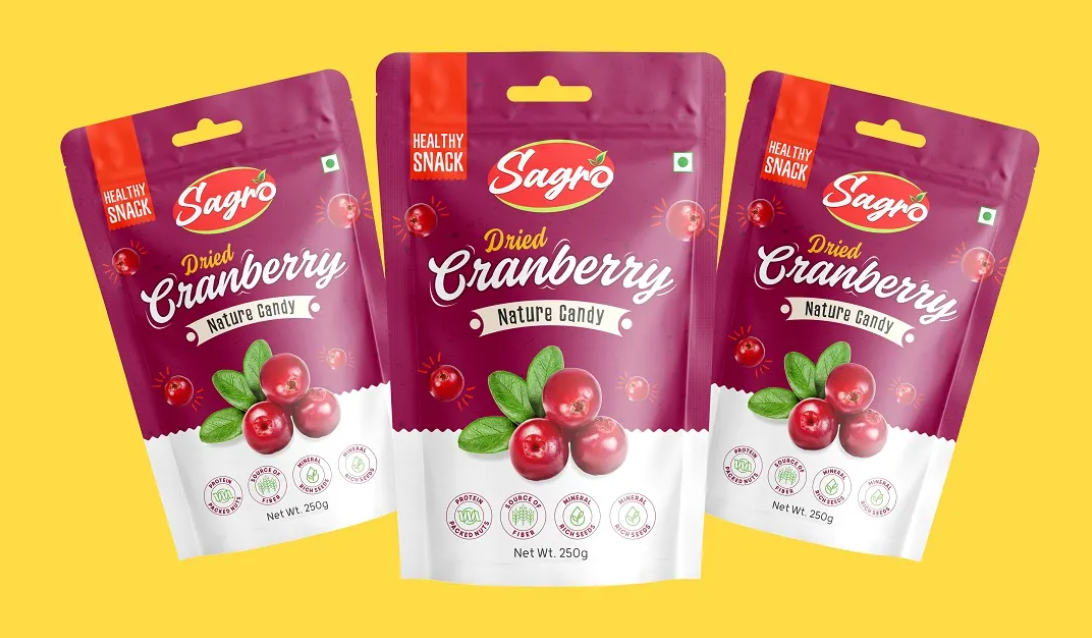 蔓越莓果干包裝設計，吸引消費者的眼球并展示產品的優勢(圖1)