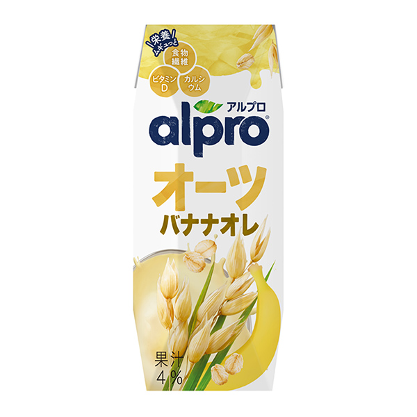包裝設計欣賞Alpro ＜美味的食物纖維、燕麥、香蕉、香味豐富的香蕉味道＞ (達能日本) (圖1)